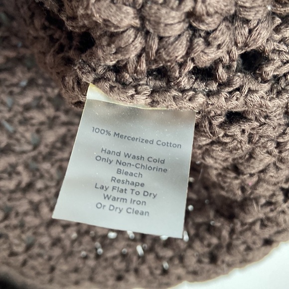 Talbots Women's Small Hand Knit Brown Cropped Cardigan Cottagecore Fisherman - Picture 6 of 7